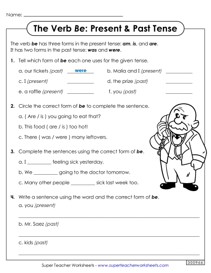 Present & Past Tense - Variety Worksheet (Present & Past Tense)