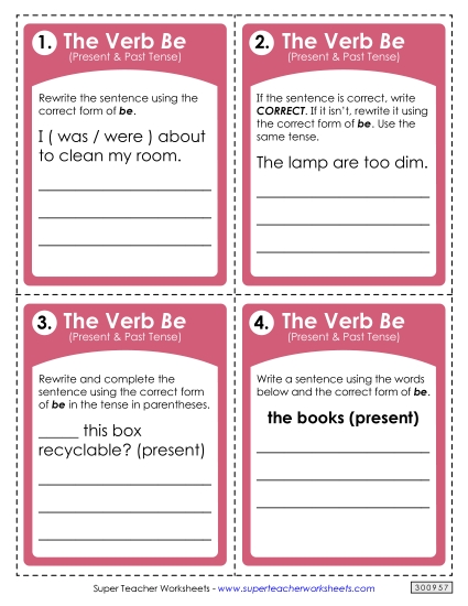 Verbs: <i>Be</i> Present and Past Tense Verbs: <i>Be</i> Present and Past Tense