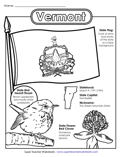 Symbols - Vermont State Symbols Coloring Page