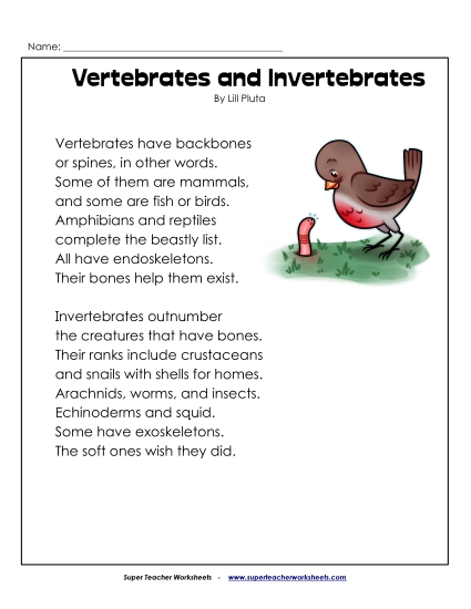 Poem - Vertebrates Vs. Invertebrates (Poem) 