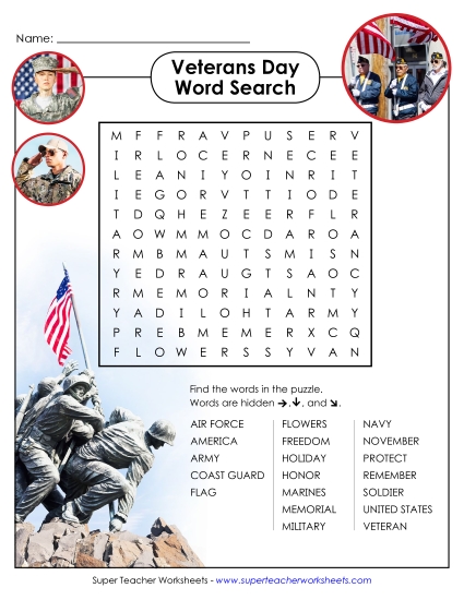 Activities - Veterans Day Word Search Activities - Veterans Day Word Search