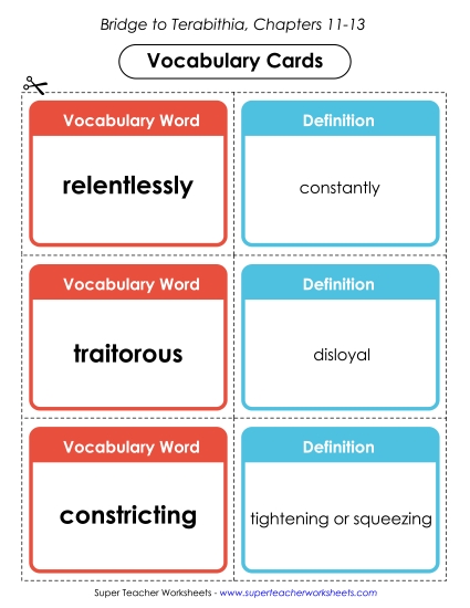 Chapters 11, 12, & 13 - Vocab. Cards for Chapters 11-13