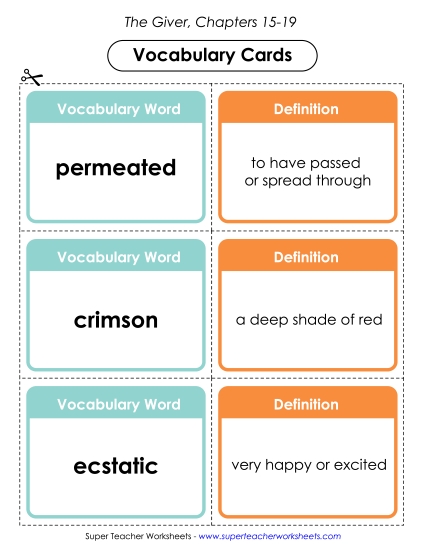 Chapters 15-19 - Vocab. Cards for Chapters 15-19