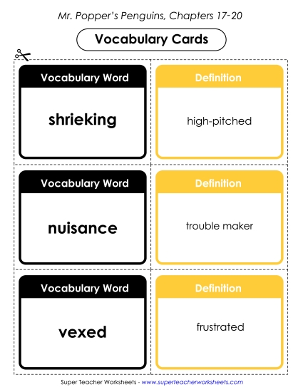 Chapters 17 - 20 - Vocab. Cards for Chapters 17-20 Chapters 17 - 20 - Vocab. Cards for Chapters 17-20