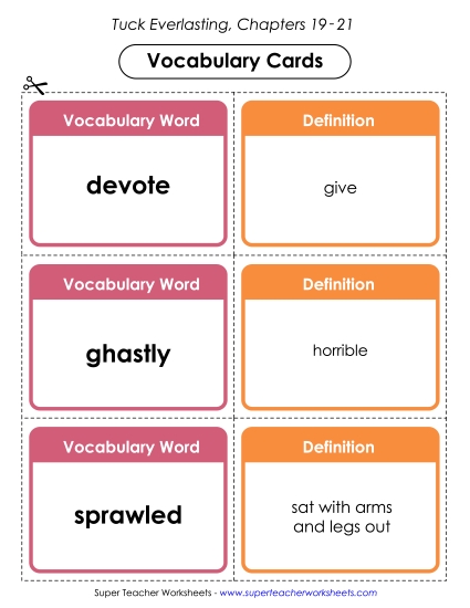Chapters 19 through 21 - Vocab. Cards for Chapters 19-21