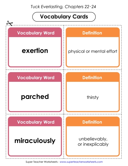 Chapters 22 through 24 - Vocab. Cards for Chapters 22-24