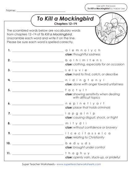 Chapters 12–14 - Vocabulary Activity: Chapters 12–14 Word Scramble (Printable PDF Worksheet)