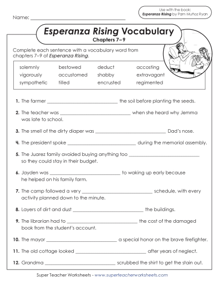 Chapters 7–9 - Vocabulary Activity (Chapters 7–9) (Printable PDF Worksheet)