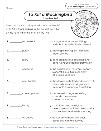 Chapters 1–3 - Vocabulary Activity for Chapters 1–3 Matching & Fill In the Blank (Printable PDF Worksheet)