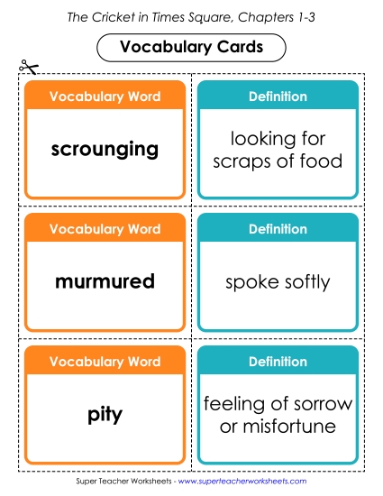 Chapters 1 - 3 - Vocabulary Cards: Chapters 1 - 3