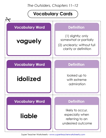 Chapters 11–12 - Vocabulary Cards: (Chapters 11–12) (Printable PDF Worksheet)