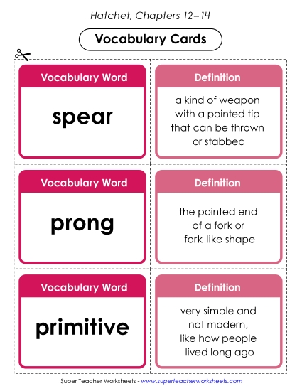 Chapters 12–14 - Vocabulary Cards (Chapters 12–14) (Printable PDF Worksheet)