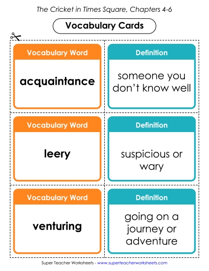 Chapters 4 - 6 - Vocabulary Cards: Chapters 4 - 6