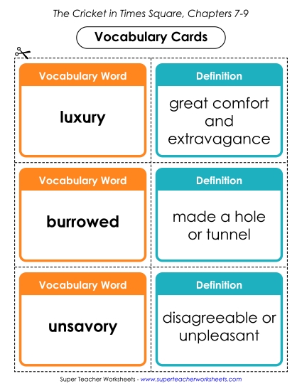 Chapters 7 - 9 - Vocabulary Cards: Chapters 7 - 9