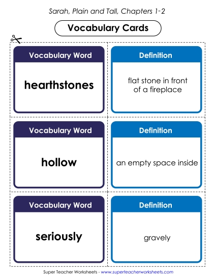 Chapters 1-2 - Vocabulary Cards for Chapters 1-2
