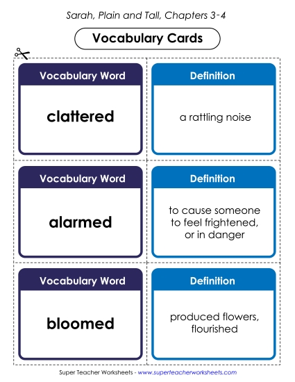Chapters 3-4 - Vocabulary Cards for Chapters 3-4