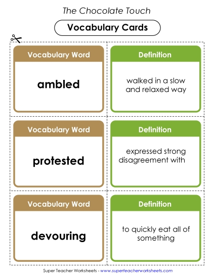 Chapters 3-4 - Vocabulary Cards for Chapters 3 & 4