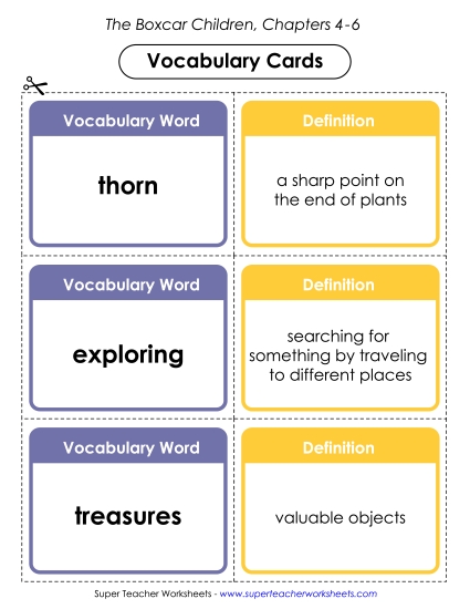 Chapters 4-6 - Vocabulary Cards for Chapters 4-6