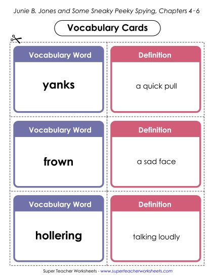 Chapters 4-6 - Vocabulary Cards for Chapters 4-6