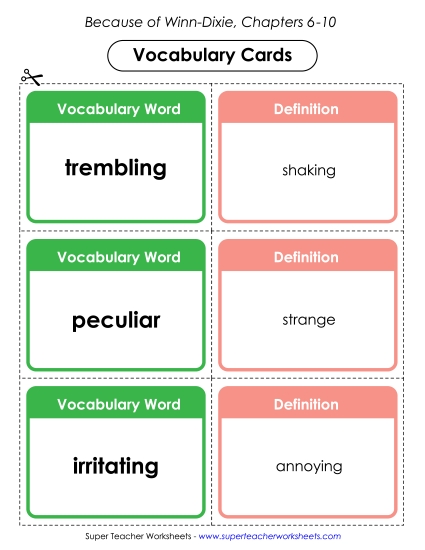 Chapters 6-10 - Vocabulary Cards for Chapters 6-10 Chapters 6-10 - Vocabulary Cards for Chapters 6-10
