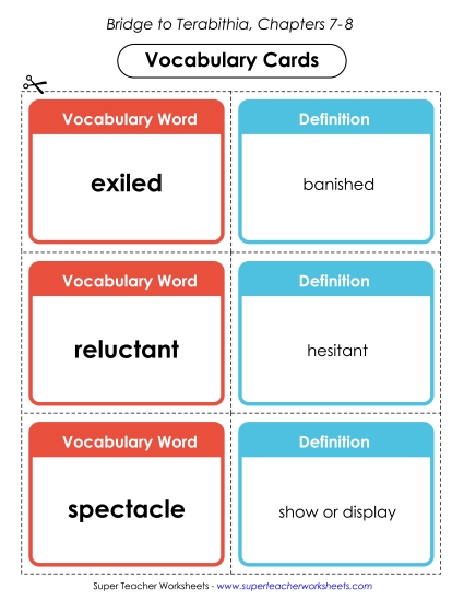 Chapters 7-8 - Vocabulary Cards for Chapters 7-8