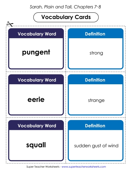 Chapters 7-8 - Vocabulary Cards for Chapters 7-8