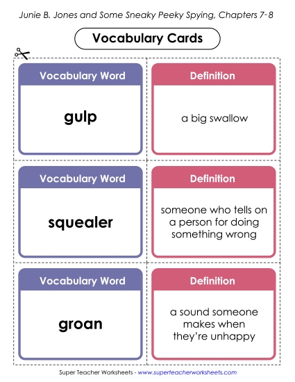 Chapters 7-8 - Vocabulary Cards for Chapters 7-8