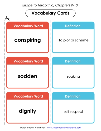 Chapters 9-10 - Vocabulary Cards for Chapters 9-10