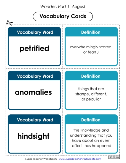 Part 1 - August - Vocabulary Cards for Part 1