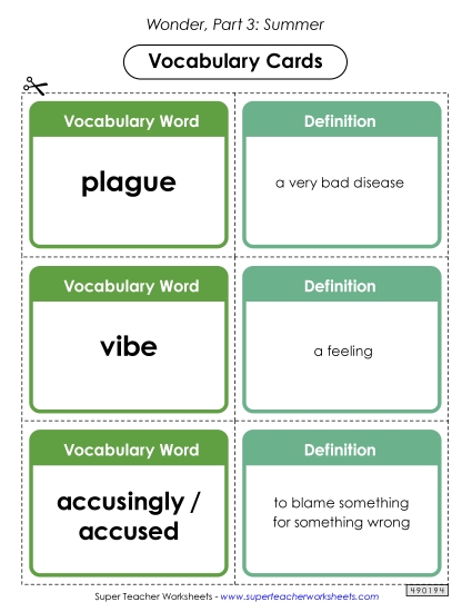 Part 3 - Summer - Vocabulary Cards for Part 3