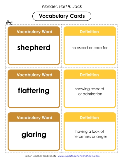 Part 4 - Jack  - Vocabulary Cards for Part 4