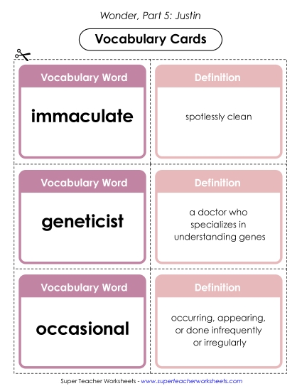 Part 5 - Justin - Vocabulary Cards for Part 5