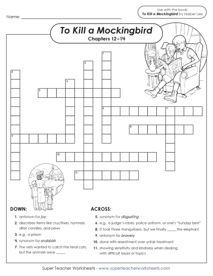 Chapters 12–14 - Vocabulary Crossword: Chapters 12–14 (Printable PDF Worksheet)
