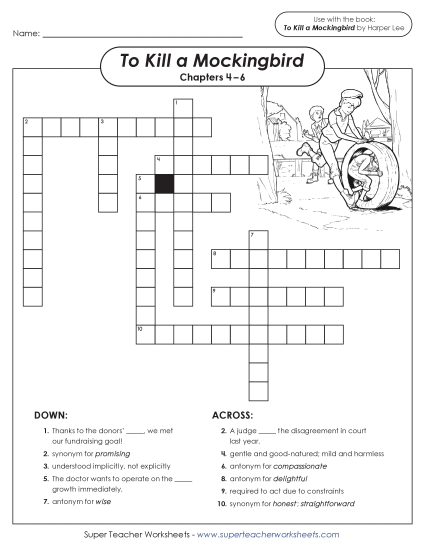 Chapters 4–6 - Vocabulary Crossword: Chapters 4–6 (Printable PDF Worksheet)