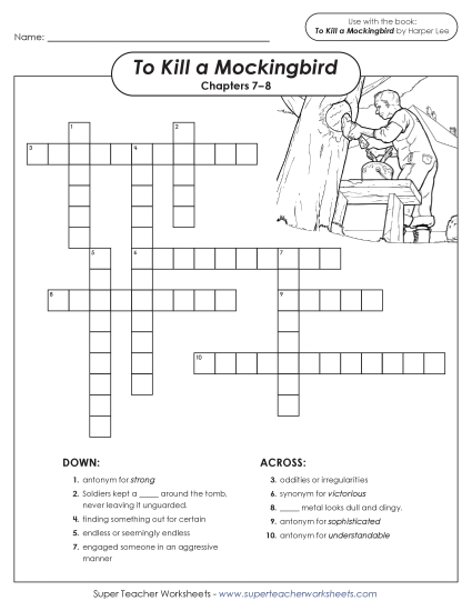 Chapters 7–8 - Vocabulary Crossword: Chapters 7–8 (Printable PDF Worksheet)