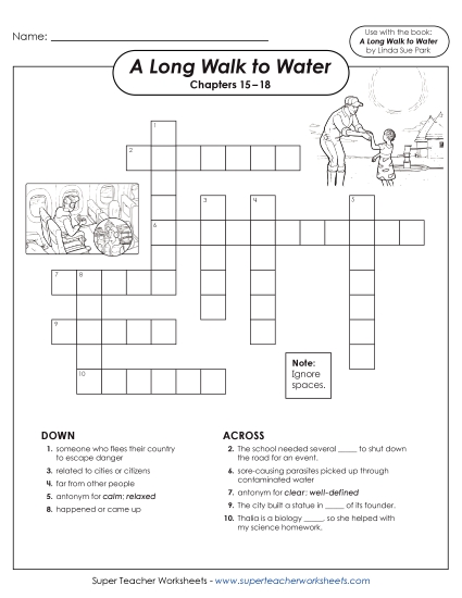Chapters 15–18 - Vocabulary Crossword for Chapters 15–18 (Printable PDF Worksheet)