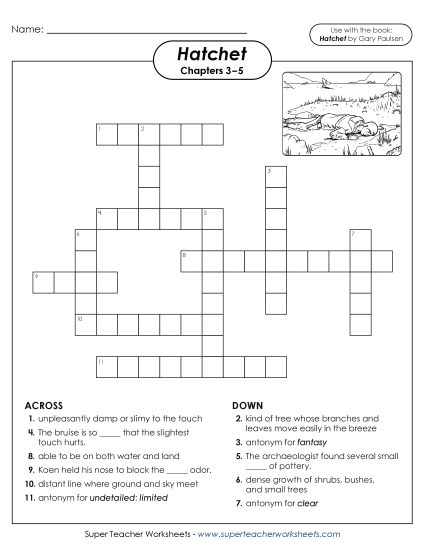 Chapters 3–5 - Vocabulary Crossword for Chapters 3–5 (Printable PDF Worksheet)