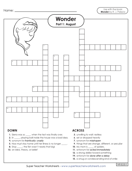 Part 1 - August - Vocabulary Crossword for Part 1 Part 1 - August - Vocabulary Crossword for Part 1