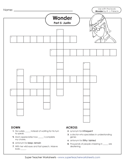 Part 5 - Justin - Vocabulary Crossword for Part 5 Part 5 - Justin - Vocabulary Crossword for Part 5