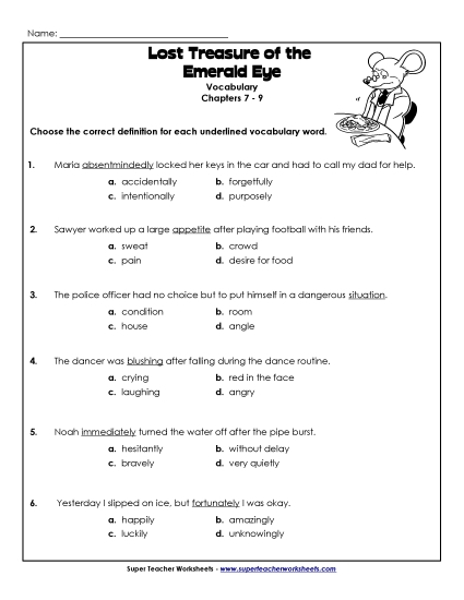 Chapters 7 - 9 - Vocabulary for Chapters 7-9