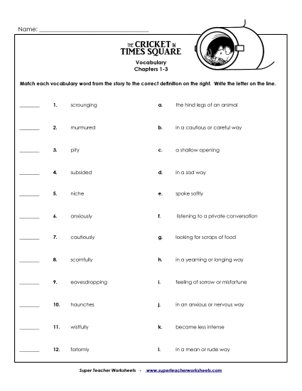 Chapters 1 - 3 - Vocabulary Match: Chapters 1 - 3