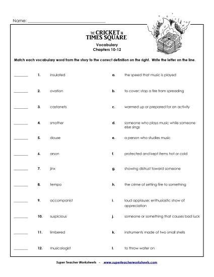 Chapters 10 - 12 - Vocabulary Match: Chapters 10 - 12