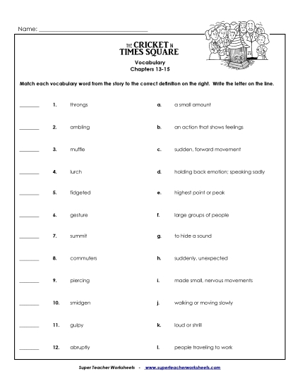 Chapters 13 - 15 - Vocabulary Match: Chapters 13 - 15