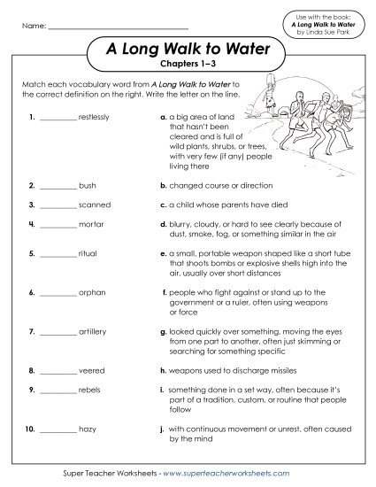Chapters 1–3 - Vocabulary Matching Activity (Printable PDF Worksheet)