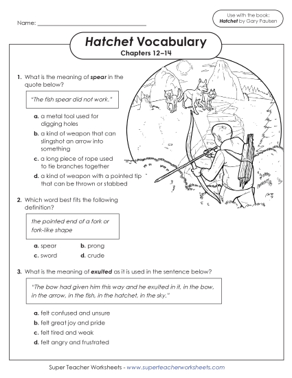 Chapters 12–14 - Vocabulary Questions: Chapters 12–14 (Printable PDF Worksheet)
