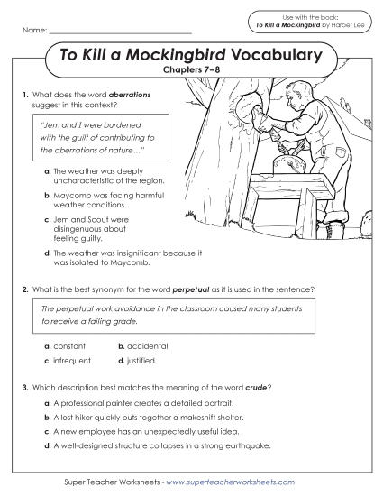 Chapters 7–8 - Vocabulary Questions for Chapters 7–8 (Printable PDF Worksheet)