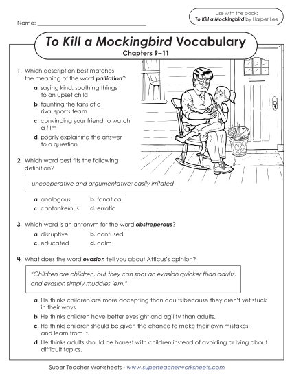 Chapters 9–11 - Vocabulary Questions for Chapters 9–11 (Printable PDF Worksheet)