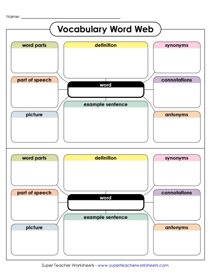 Vocabulary - Vocabulary Word Web (Printable PDF Worksheet)