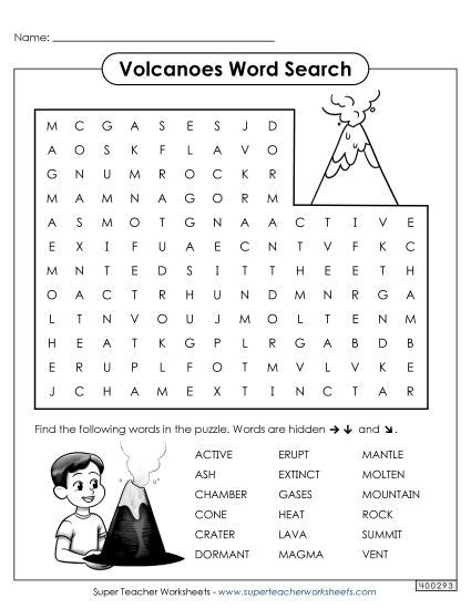 Volcanoes - Volcanoes Word Search