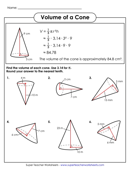 Level: Basic - Volume of a Cone (Basic)